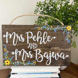 teaching partners name classroom sign, Dorm room door sign, wood flower name sign, personalized partner teachers sign, sign for classroom