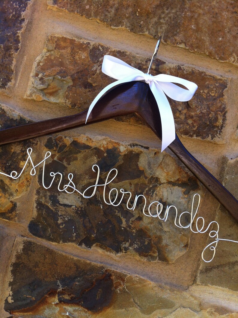 Mrs Hanger, Wire hanger, Shower gift wedding dress hanger, bride, will you be my bridesmaid,dress hanger, name hanger, bridal wire hanger, image 8