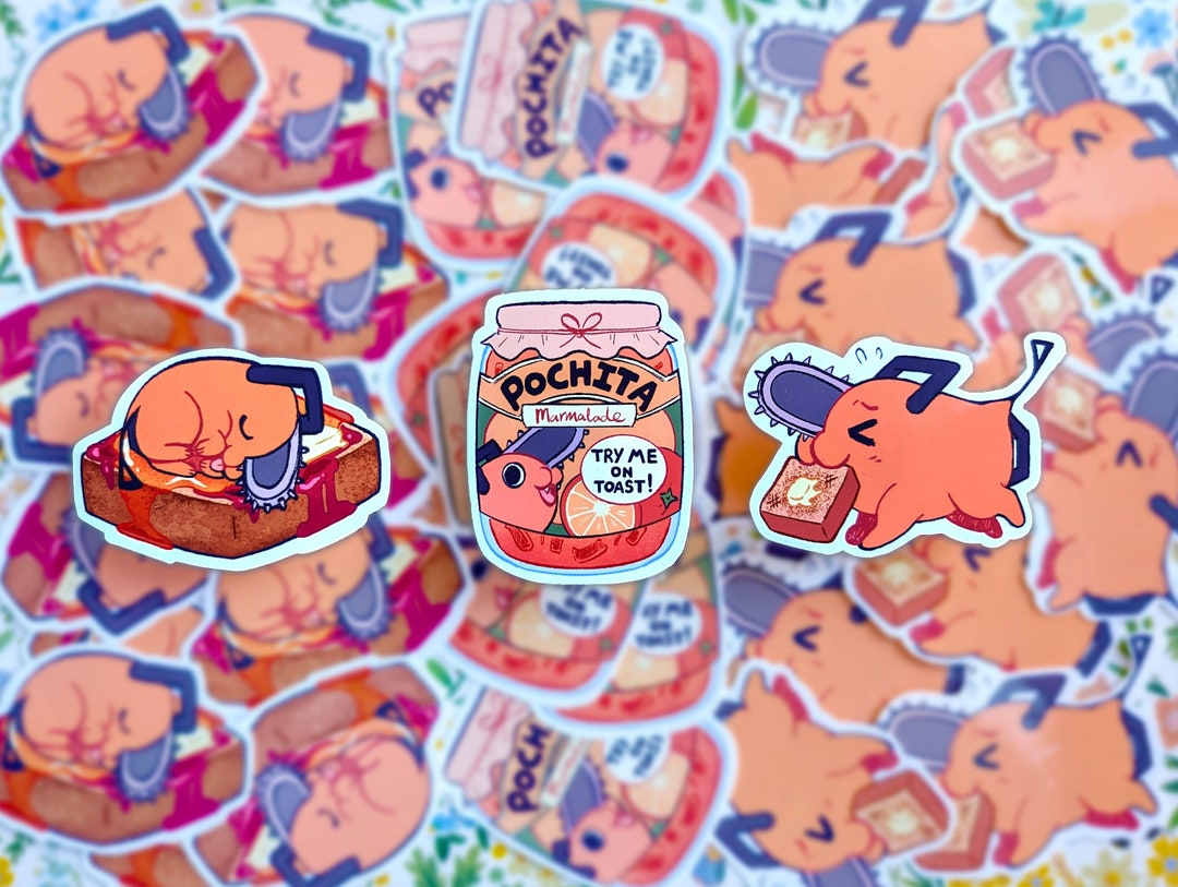 Chainsaw Man Pochita Toast Vinyl Stickers Etsy