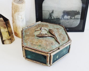 Vintage Art Nouveau / Vintage Jewelry Box / Vintage Handmade Jewelry / Vintage  Brass Decor