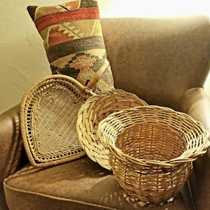 Vivintage Hanging Baskets / Vintage Decorative Baskets / Wicker Basket Collection / Wall Baskets