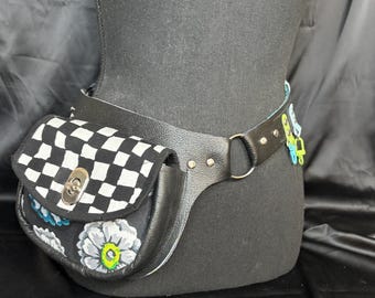 Floral leather belt bag