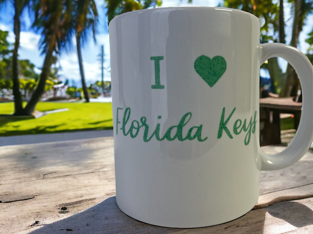 Florida Keys Ceramic Mug With Palm Tree & Key West Coaster - Etsy