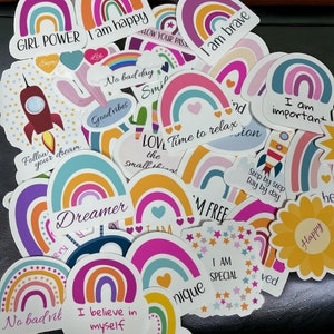 10-35 pcs Motivational Affirmation Quote Waterproof Stickers for water bottles, laptops, or journals.