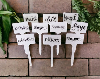 Set of 10 Herb Garden Markers, Label, Plant Marker, Plant Stake, Plastic with Waterproof Name Sticker, gardening, herbs, free shipping