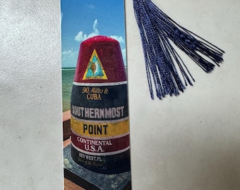 Key West Metal Bookmark with Tassel: Tropical Reader Gift