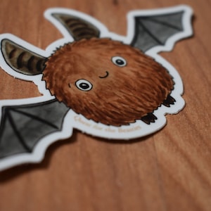 Brown Bat Vinyl Sticker, Cute Halloween Sticker image 3