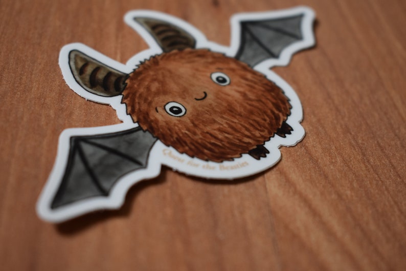 Brown Bat Vinyl Sticker, Cute Halloween Sticker image 3