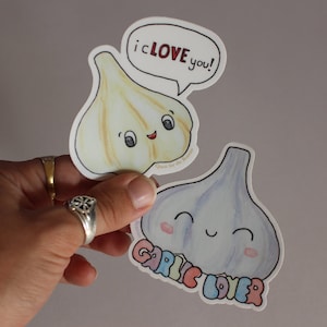 Cute Garlic Lover Vinyl Sticker, Garlic Clove Decal