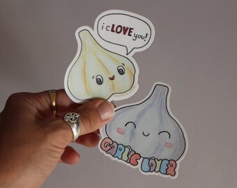 Cute Garlic Lover Vinyl Sticker, Garlic Clove Decal