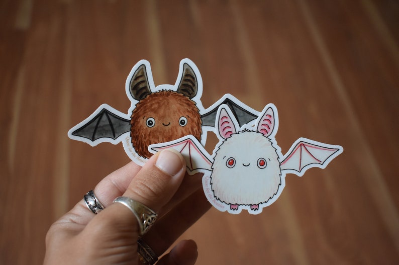 Brown Bat Vinyl Sticker, Cute Halloween Sticker image 4