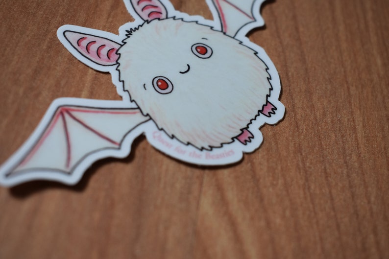 Albino Bat Vinyl Sticker Cute White Batty Halloween Sticker Etsy