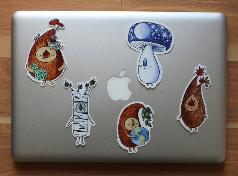 Celestial Mushroom Vinyl Sticker, Waterproof, Cute Moon and Stars Cosmic Space Decal for Water Bottle & Laptop image 3