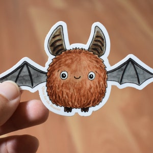 Brown Bat Vinyl Sticker, Cute Halloween Sticker image 1