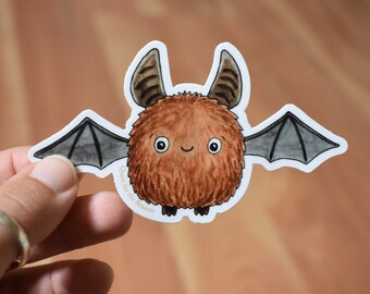 Brown Bat Vinyl Sticker, Cute Halloween Sticker