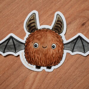 Brown Bat Vinyl Sticker, Cute Halloween Sticker image 2