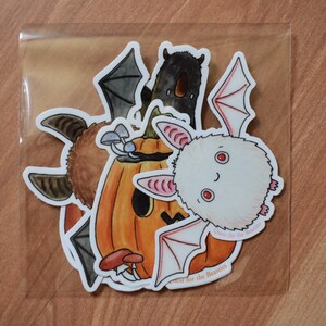 4 Pack Halloween Sticker Set, Bat and Pumpkin Vinyl Stickers image 10