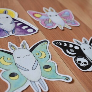 4 Pack Moth Sticker Set, Cute Assorted Moths Vinyl Stickers image 5