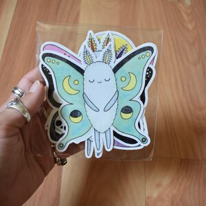 4 Pack Moth Sticker Set, Cute Assorted Moths Vinyl Stickers image 2