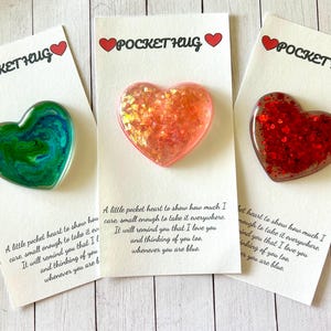Handmade Resin Pocket Hugs “I Care”