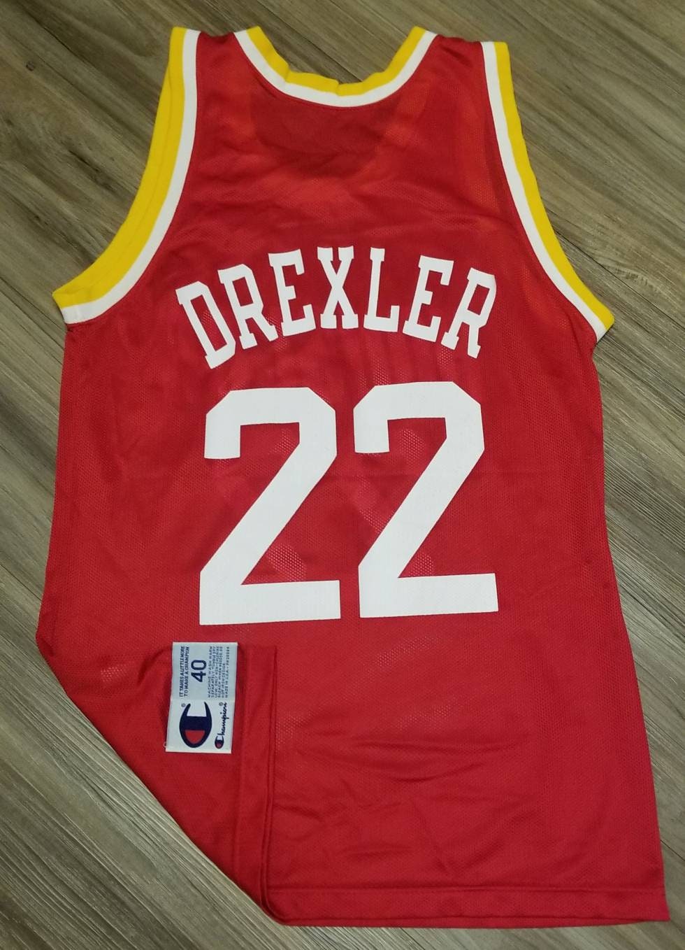 Clyde Drexler Rockets Jersey Houston NBA Retro Rare Champion NWOT 44