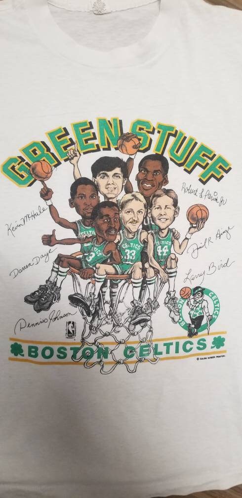 T-shirt Vintage Boston Celtics Salem Sportswear Années 80 - Taille M, Blanc, Larry Bird