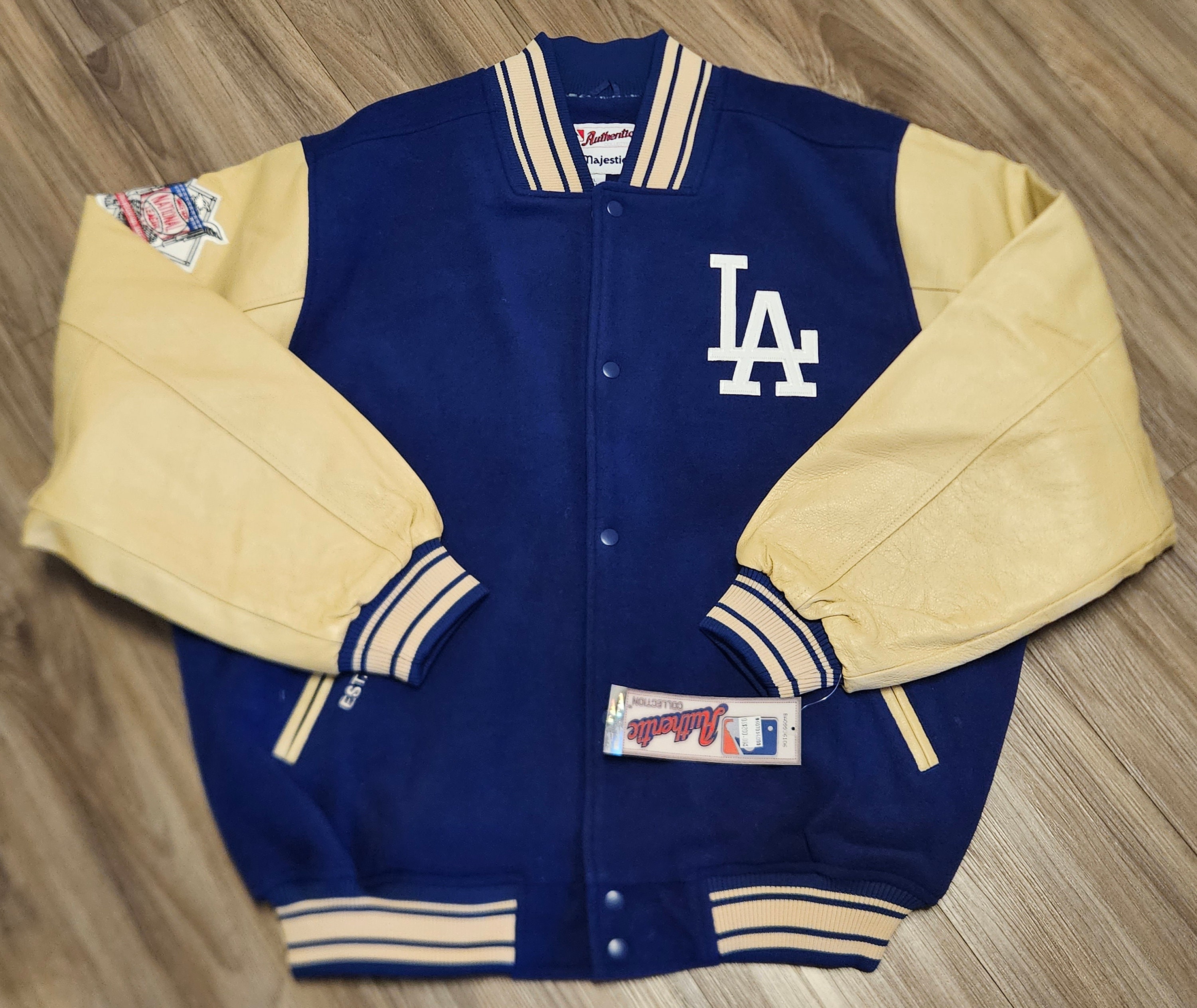 Pre-owned Mlb La Dodgers Letterman Baseball Satin Jacket Stadium Unisex In  Blue