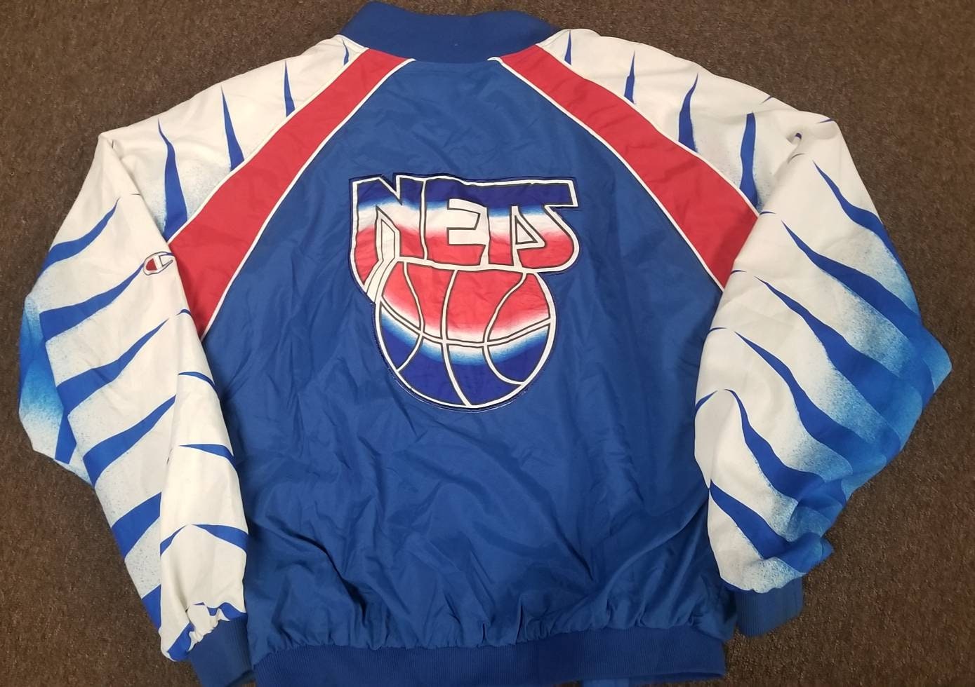 VINTAGE 1990'S NEW JERSEY NETS STARTER ALL OVER PRINT JERSEY SZ.L YOUTH  BROOKLYN