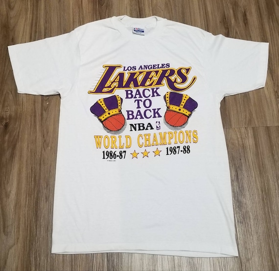 Vintage 1988 Los Angeles La Lakers Back to Back Champions Charicature Tshirt - Medium Available Medium