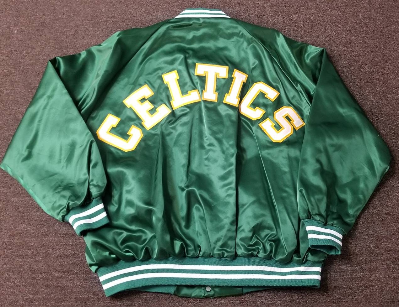 Vtg Rare NBA Boston Celtics Larry Bird Chalk Line Fanimation Jacket. Mens Large
