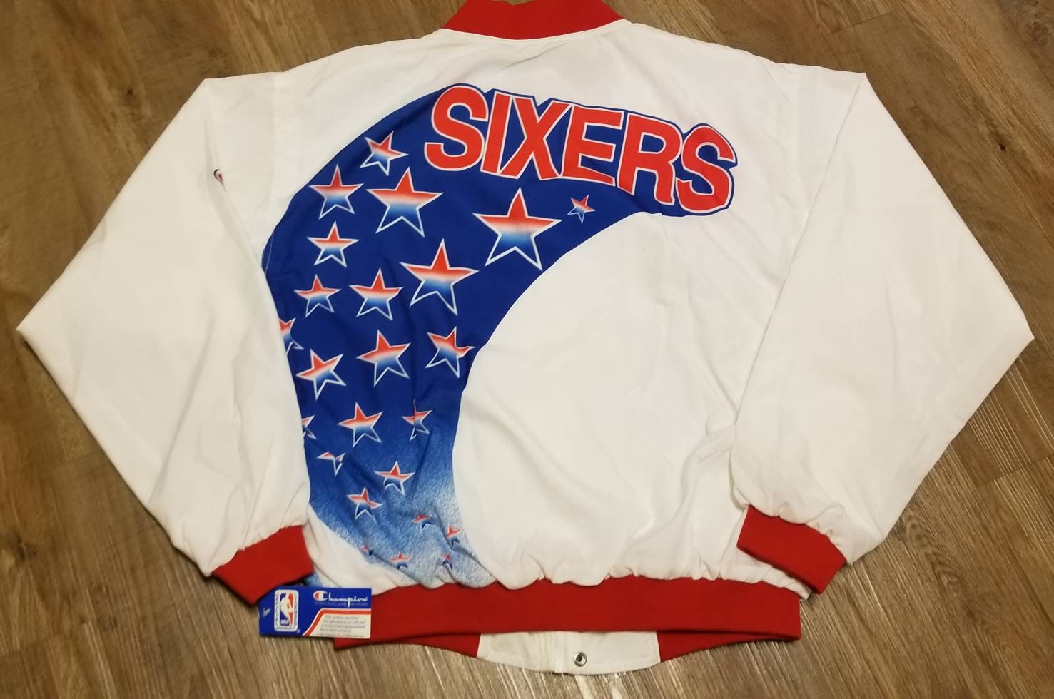 ma81076ers sixers スタジャン ジャケット 1991-1993 New LARGE Philadelphia 76ers Champion Warm up