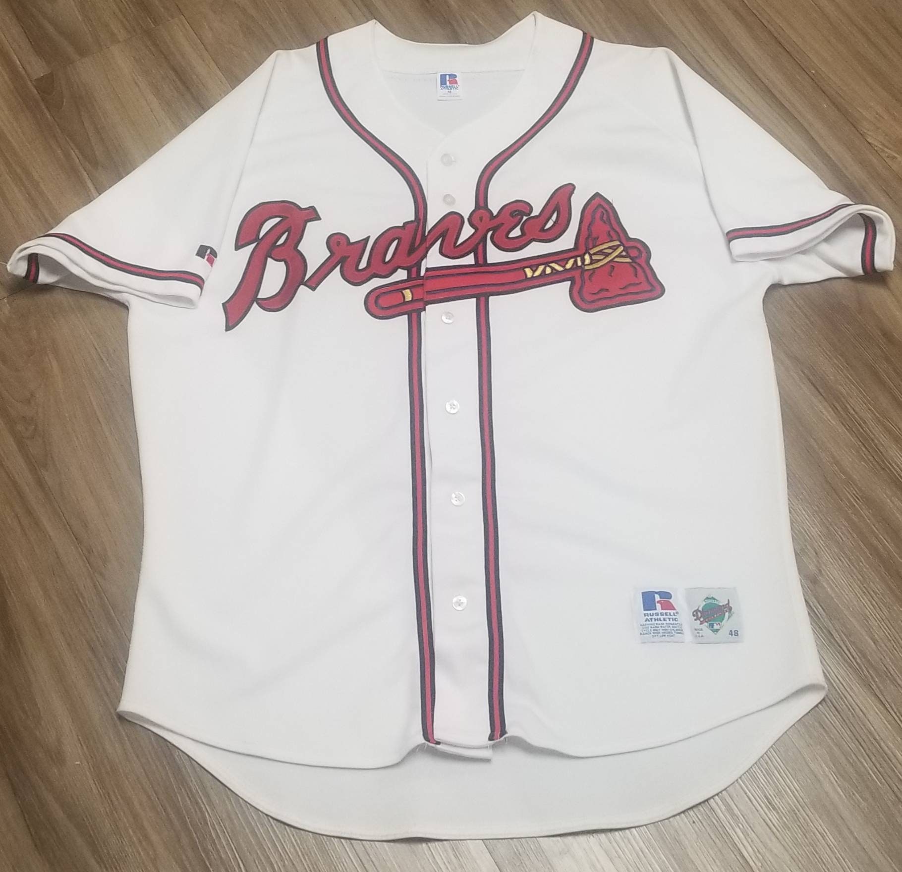 Size 48 Atlanta Braves Russell Authentic Diamond Jersey 90s 