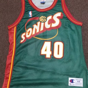 Seattle Sonics Supersonics 95 96 Champion shooting shirt warmup XL vtg NBA  green