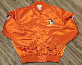 Denver Broncos Vintage 80s Chalk Line Satin Bomber Jacket - NFL