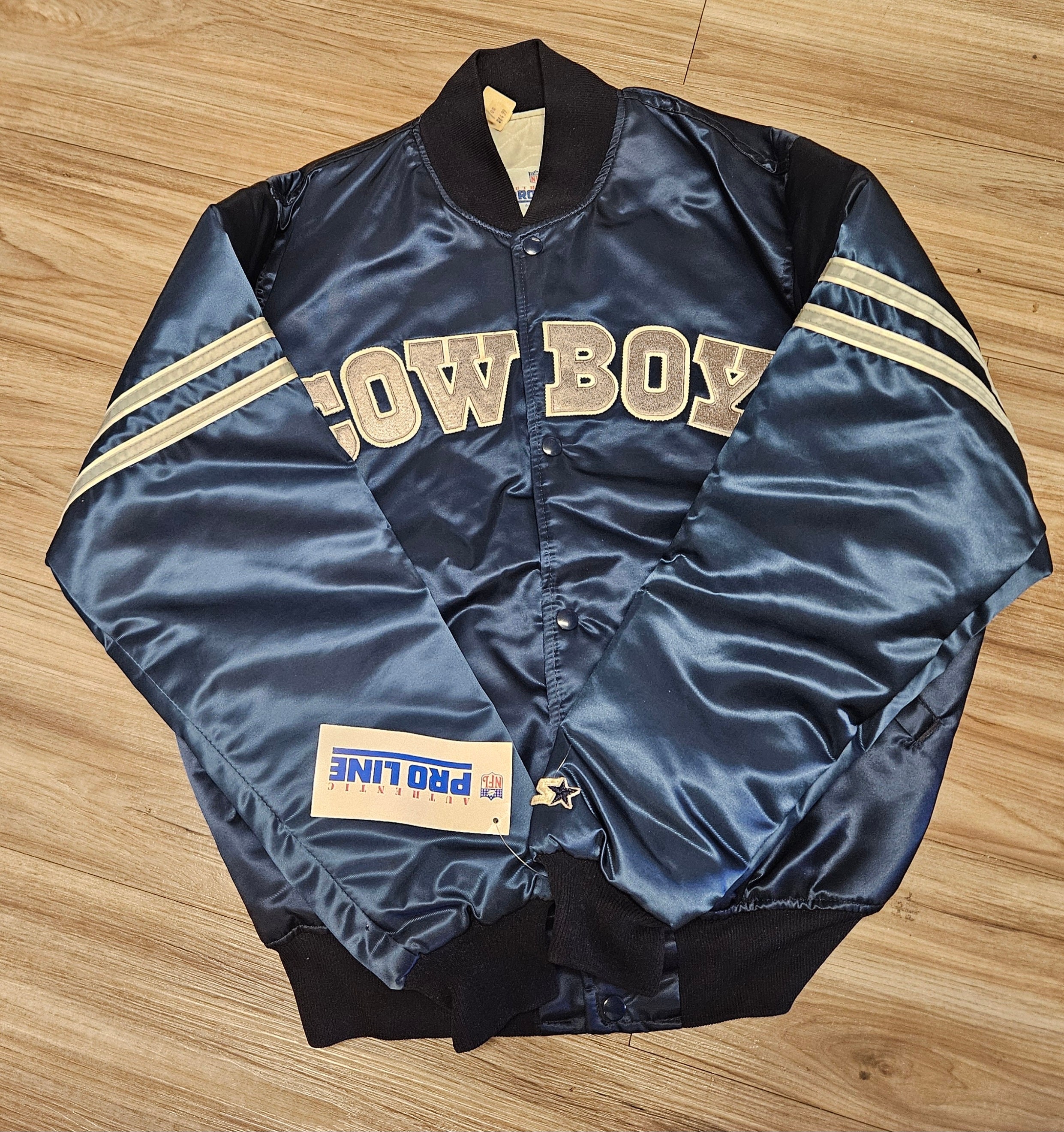 Navy Blue Satin 1990's Dallas Cowboys Jacket - Jacket Makers