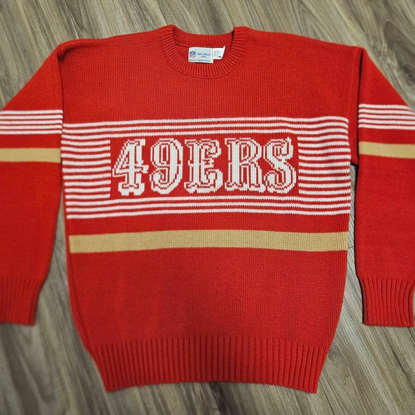 1980s san Francisco 49ers Cliff Engle sweater,large 49ers sweater,vintage 49ers sweater,80s 49ers sweater,49ers knit sweater