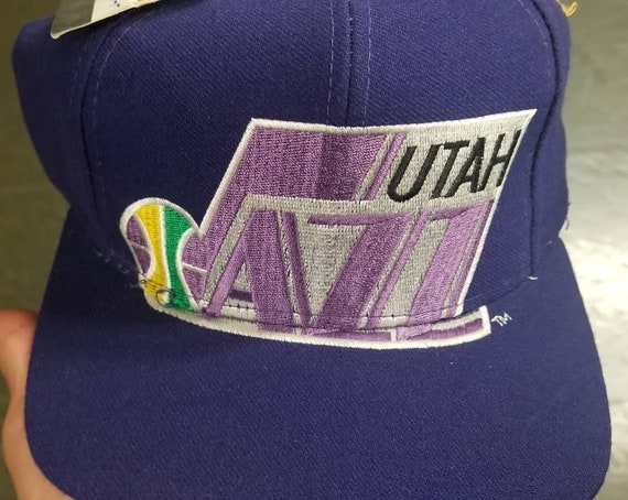 New 90s Vintage Utah Jazz Hat Utah Jazz Snapback Hat Big Logo 