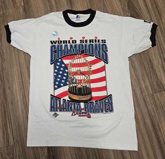 1995 atlanta braves world series shirt,vintage atlanta braves shirt,90s Atlanta Braves shirt,Medium atlanta braves shirt,90s braves shirt