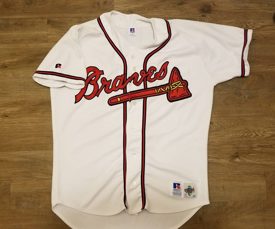 Size 44 Atlanta Braves Russell Authentic Diamond Jersey, 90s