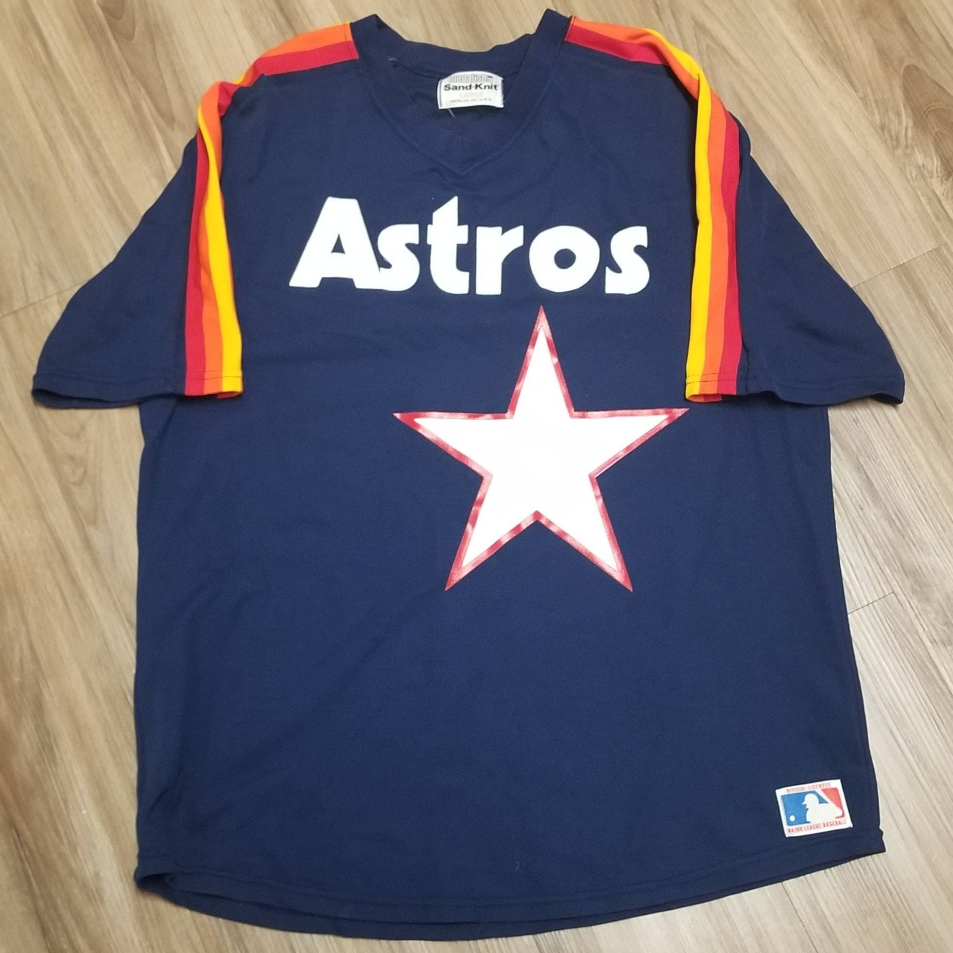 NEW Deadstock Size LARGE Houston Astros Jersey Sandknit 
