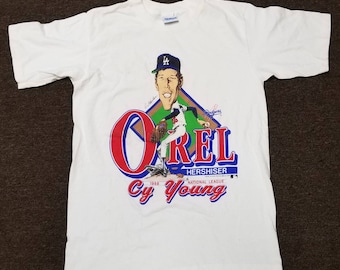 Vintage 1989 Orel Hershiser T-shirt L 1988 Cy Young Award LA