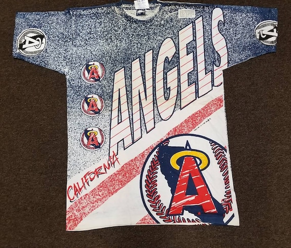Vintage 1997 Russel Athletics Mens Sz L Navy Blue Anaheim Angels Jersey  Shirt