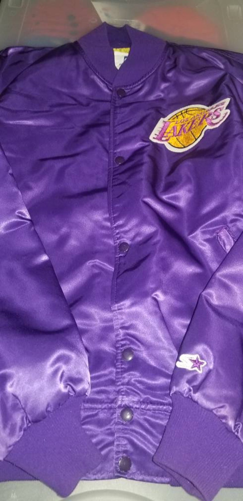 lakers satin bomber jacket