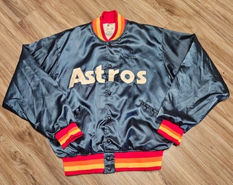Vintage Houston Astros Navy Rainbow Satin Jacket Extra Small