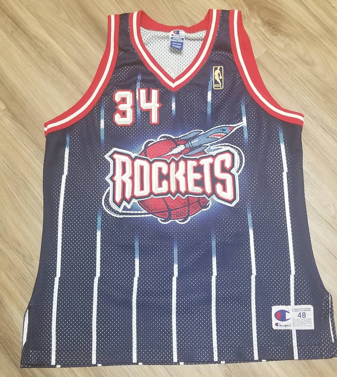 90s Champion NBA Hakeem Olajuwon #34 Houston Rockets