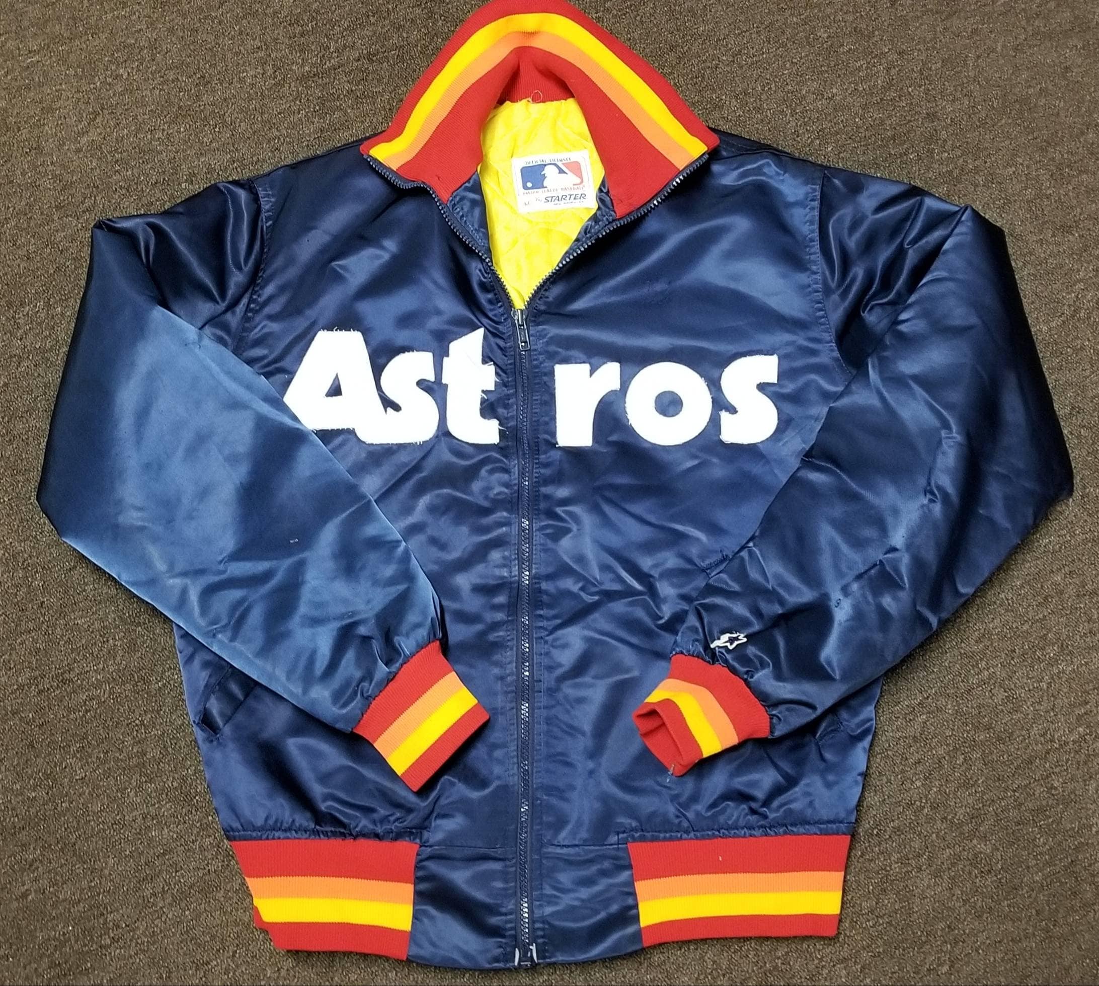 Size XL Vintage 90s Astros Pullover jacket gold retro logo throwback