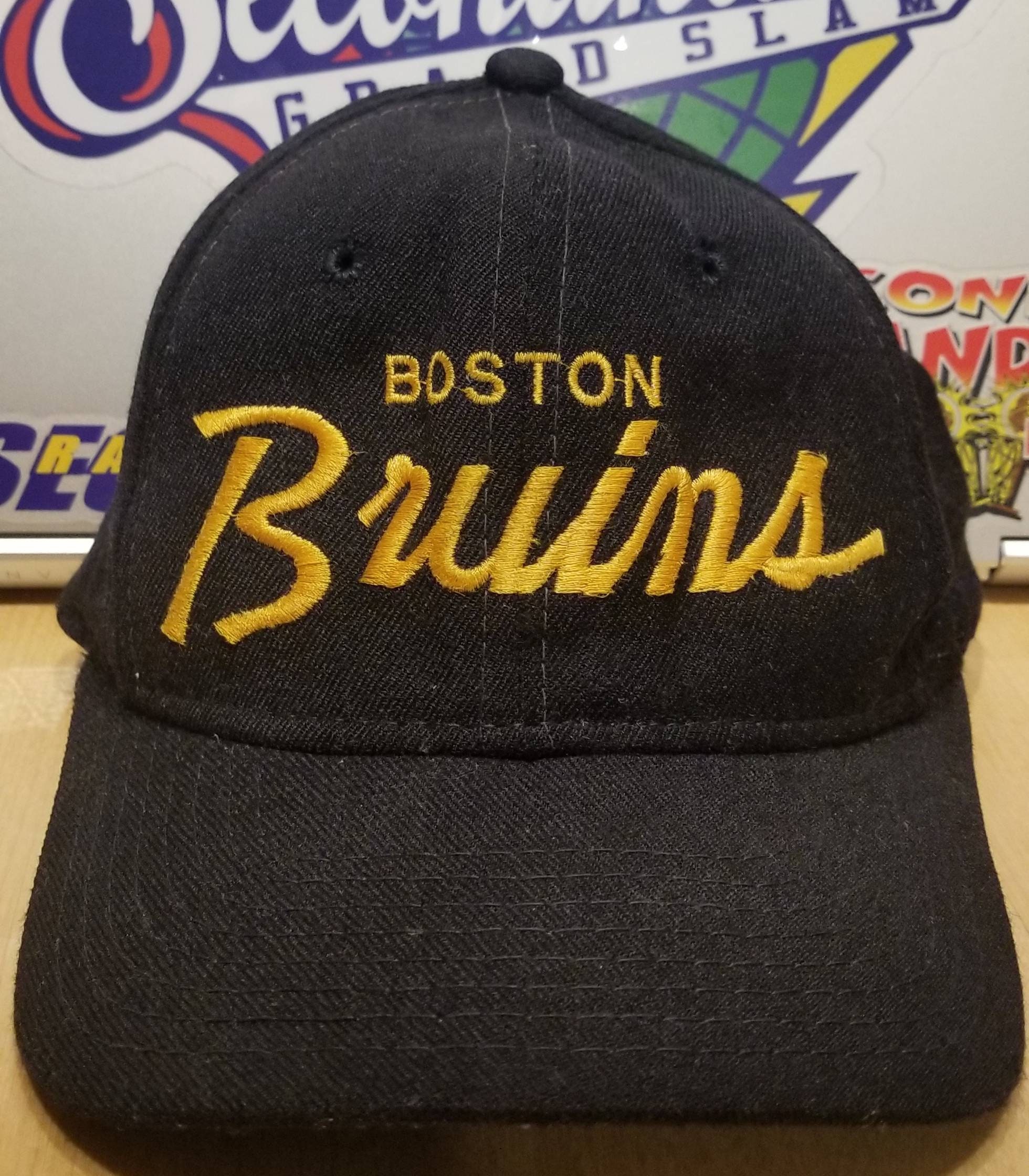 BOSTON BRUINS VINTAGE 90s SPORTS SPECIALTIES SCRIPT WOOL NHL HOCKEY  SNAPBACK HAT