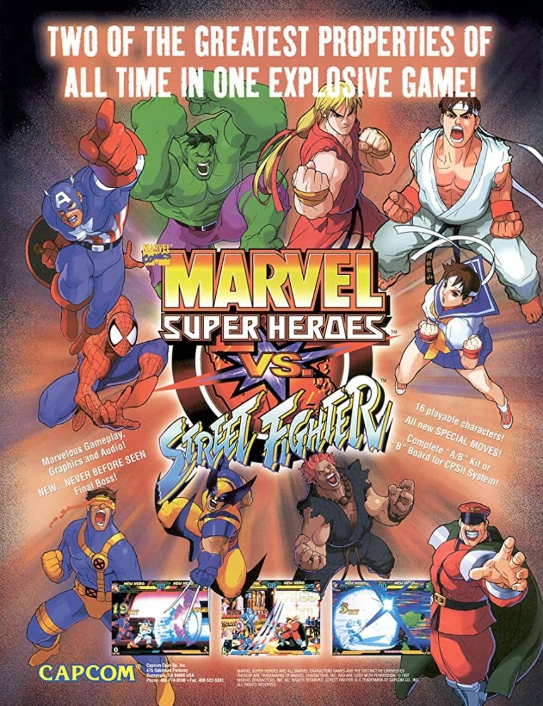 New Xl Original 1997 Marvel Superheros Vs Street Fighter New Xl Original 1997 Marvel Superheros Vs Street Fighter