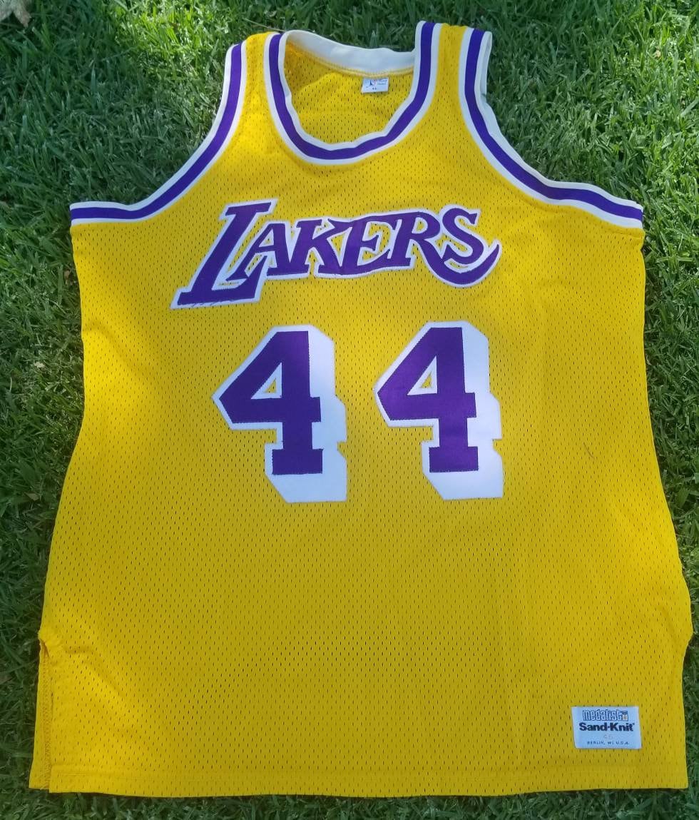 Size 46/L 1980s LA Lakers Jersey,vintage Lakers Sandknit