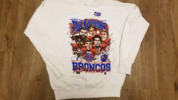 New Large 1987 Denver Broncos sweater crewneck, Sa